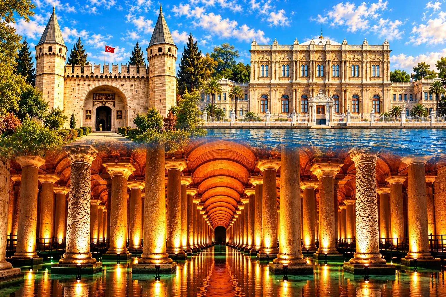 Topkapı Palace · Basilica Cistern · Dolmabahçe Palace