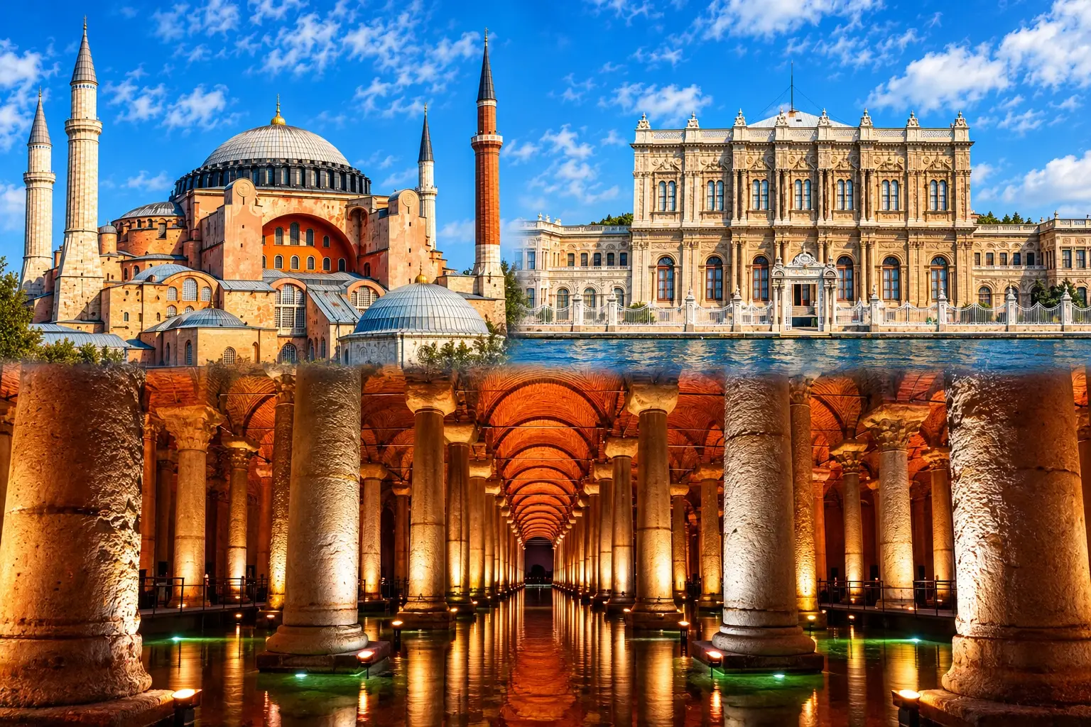 Galería de visitantes de Santa Sofía · Cisterna Basílica · Palacio de Dolmabahçe